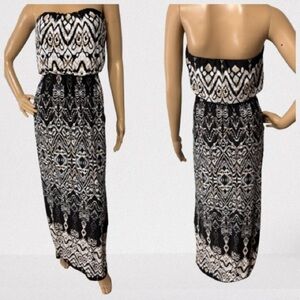 Trixxi Y2K Black/Tan/White Printed Sleeveless Maxi Dress Size XS